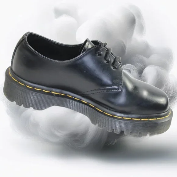 Dr. Martens Bex Low Quarter Oxford Platform Shoes Black Leather Size 6 - Picture 4 of 11